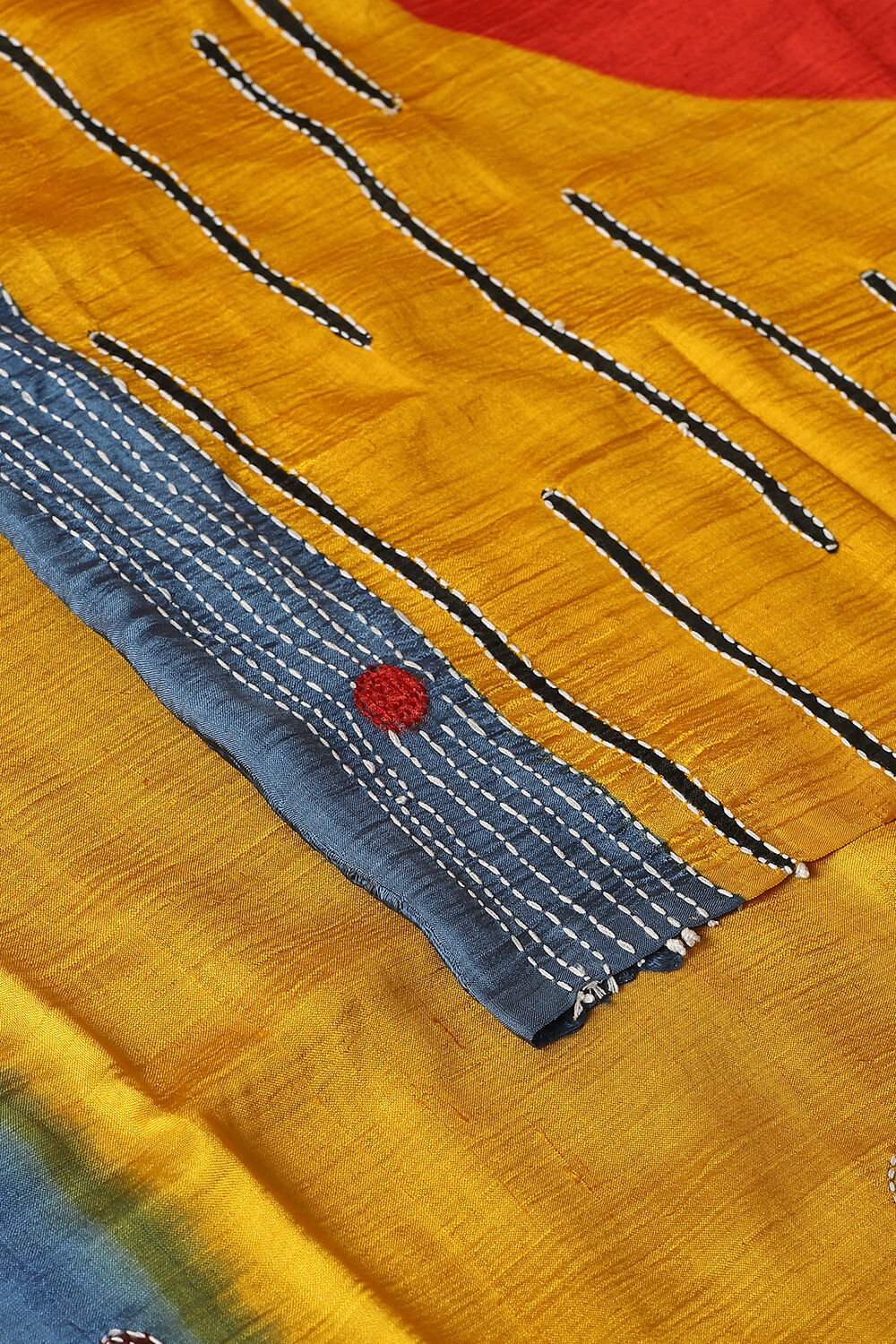 Yellow Pure Silk Hand Painted Saree image number null