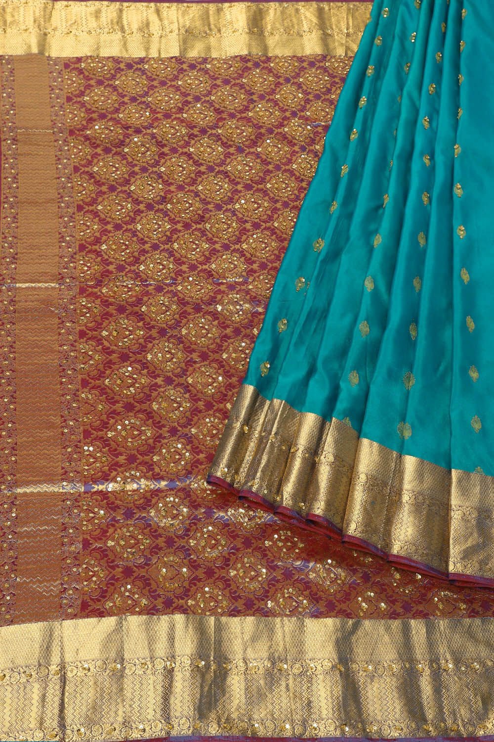 Blue Pure Silk Embroidered Saree image number null