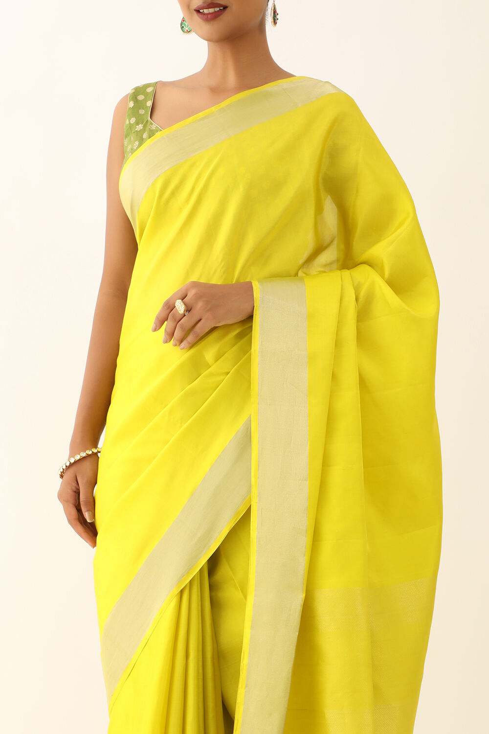 Light Green Pure Silk Woven South Saree image number null