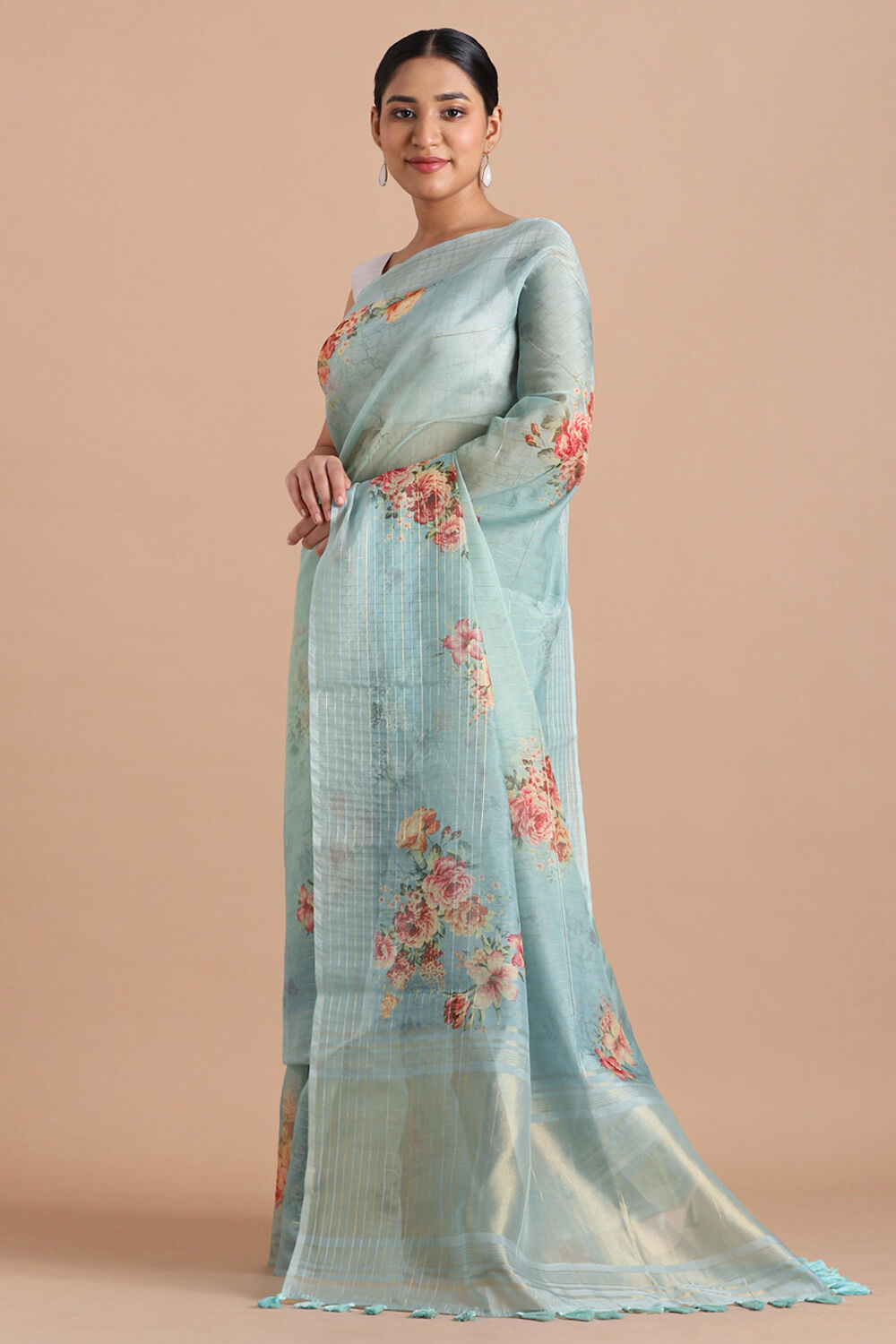 Green Pure Embroidered Saree image number null