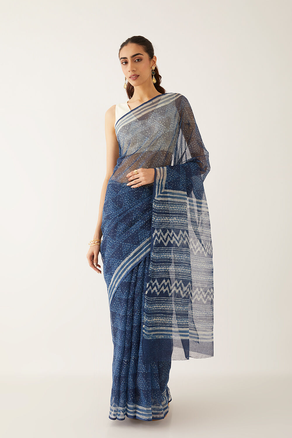 Blue Pure Kota Bagru Printed Saree image number null