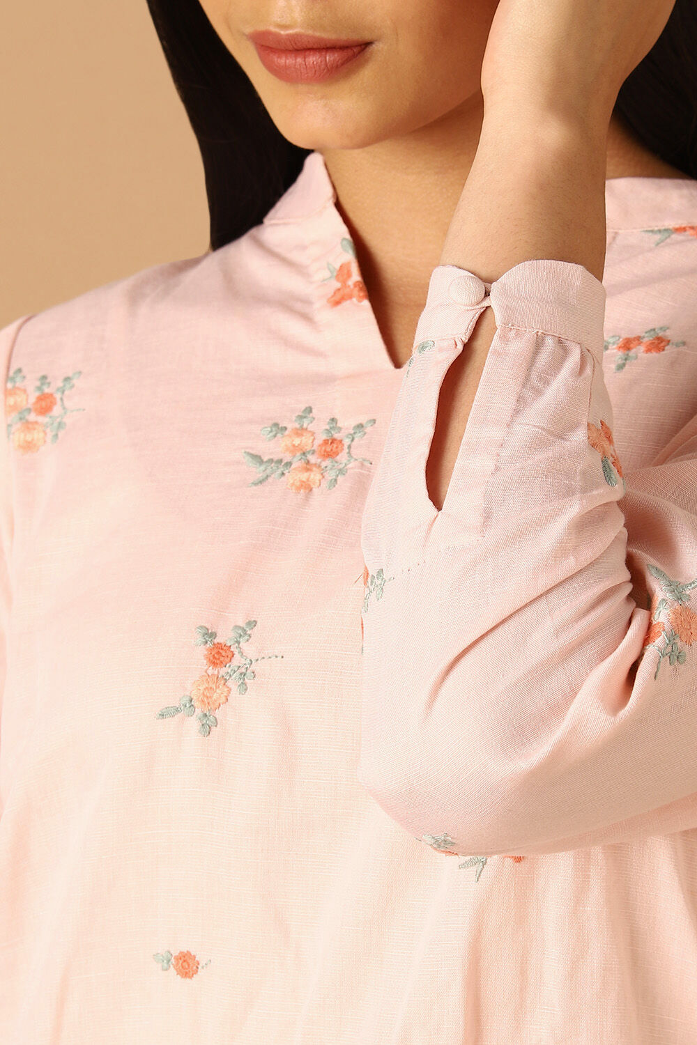 Light Pink Embroidered Kurta image number null