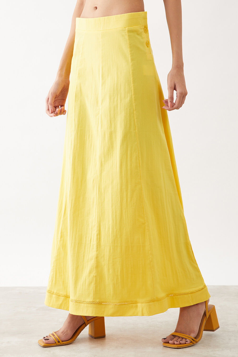 Yellow Woven Cotton Lycra Skirt image number null