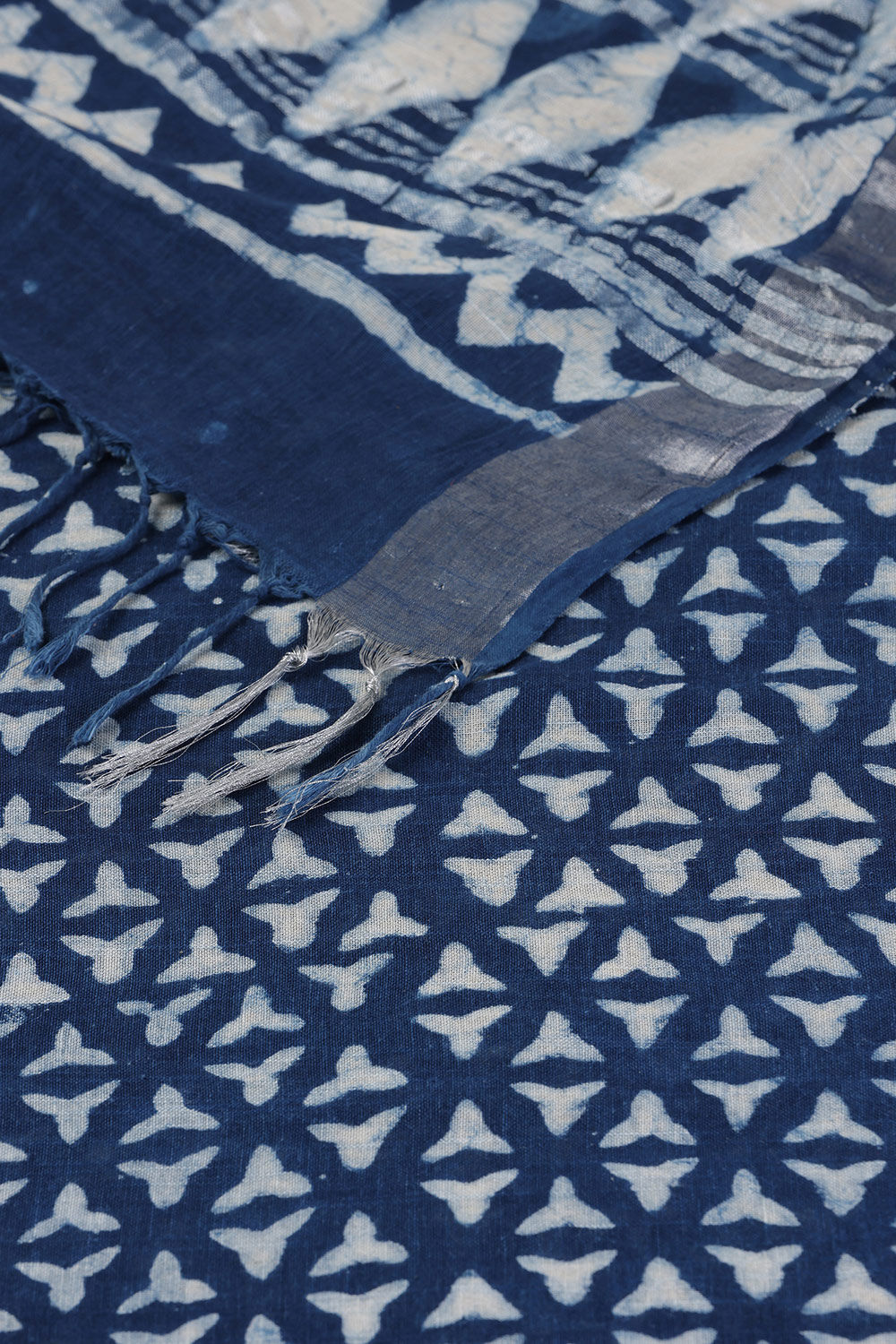 Blue Cotton Viscose Rajasthan Block Printed Saree image number null