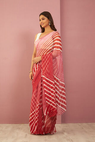 Red Rajasthan Pure Silk Georgette Tie & Dye Leheriya Saree thumbnail image number null