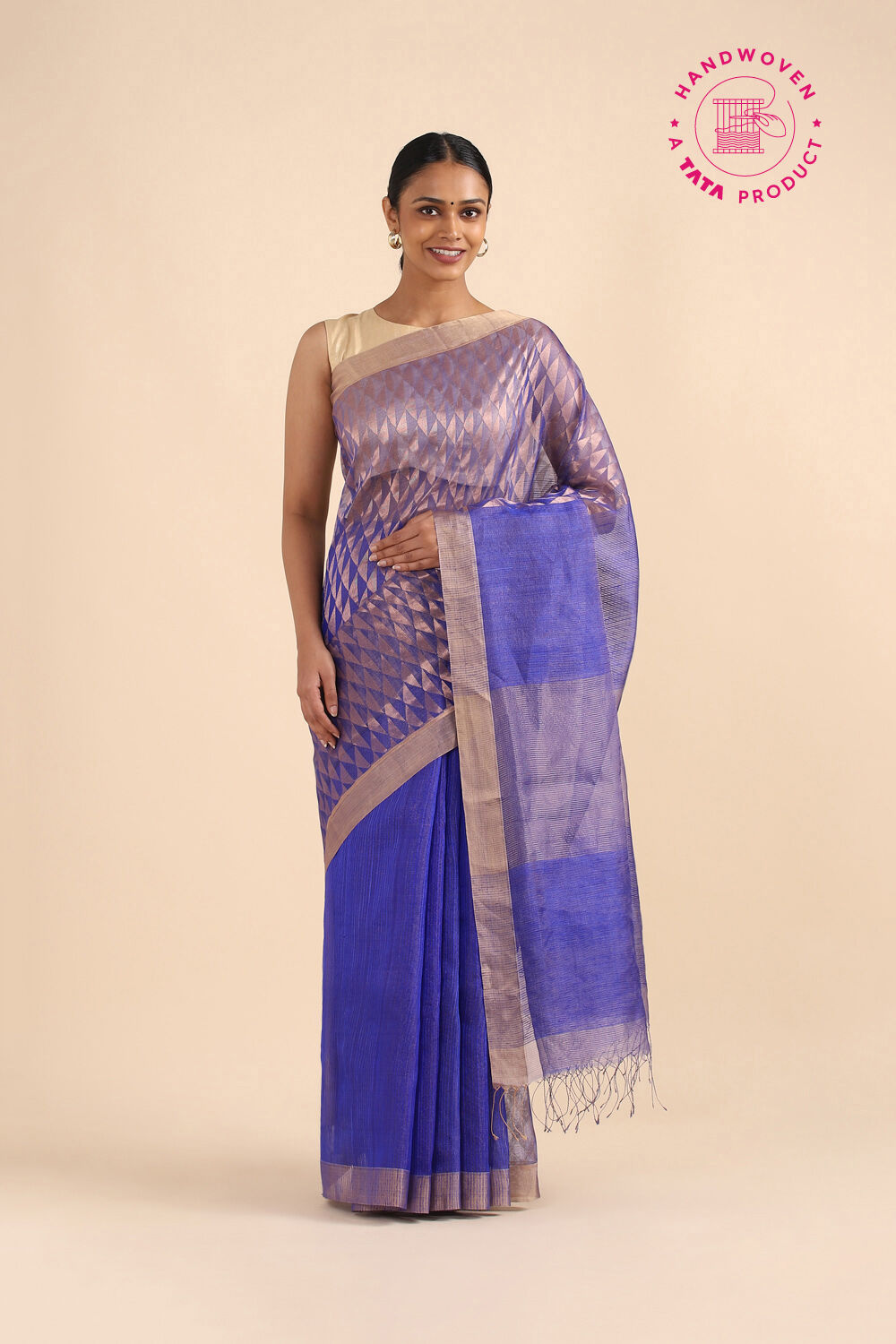 Blue Pure Silk Vanya Bengal Saree image number null