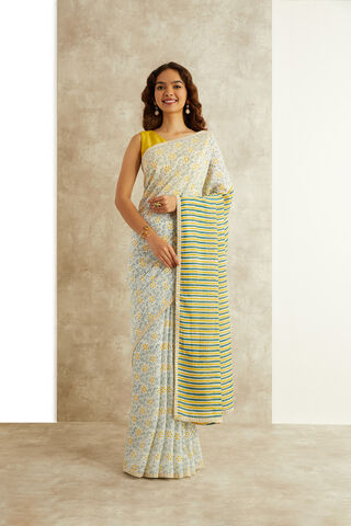 Green Block Printed Viscose Luxe Rajasthan Saree image number