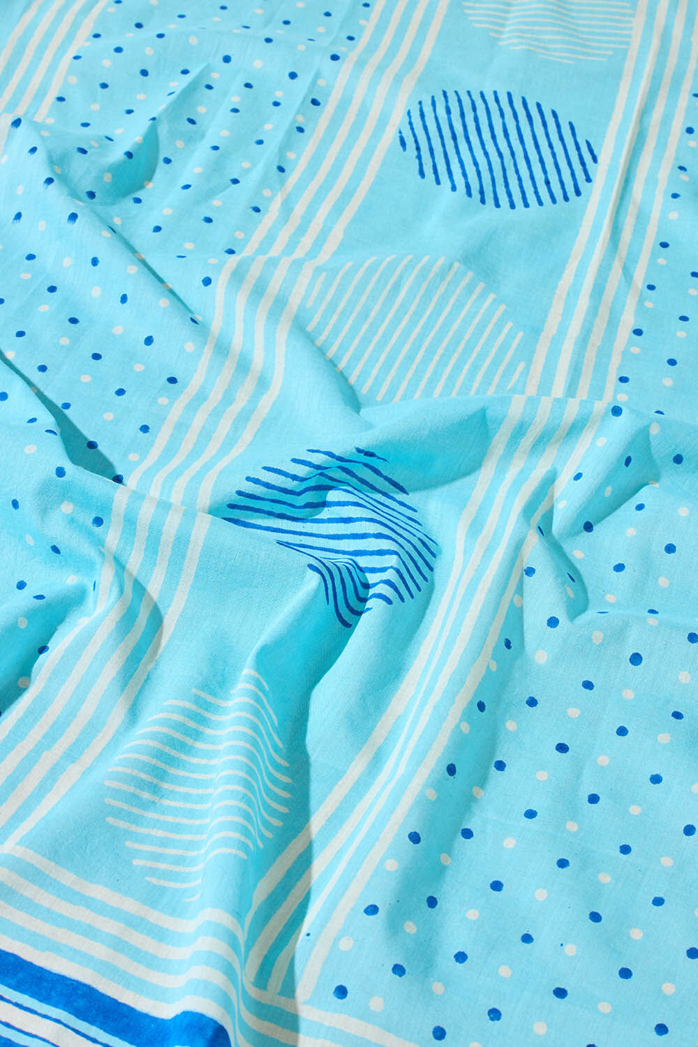 Light Blue Rajasthan Pure Cotton Dabu Block Printed Saree image number null