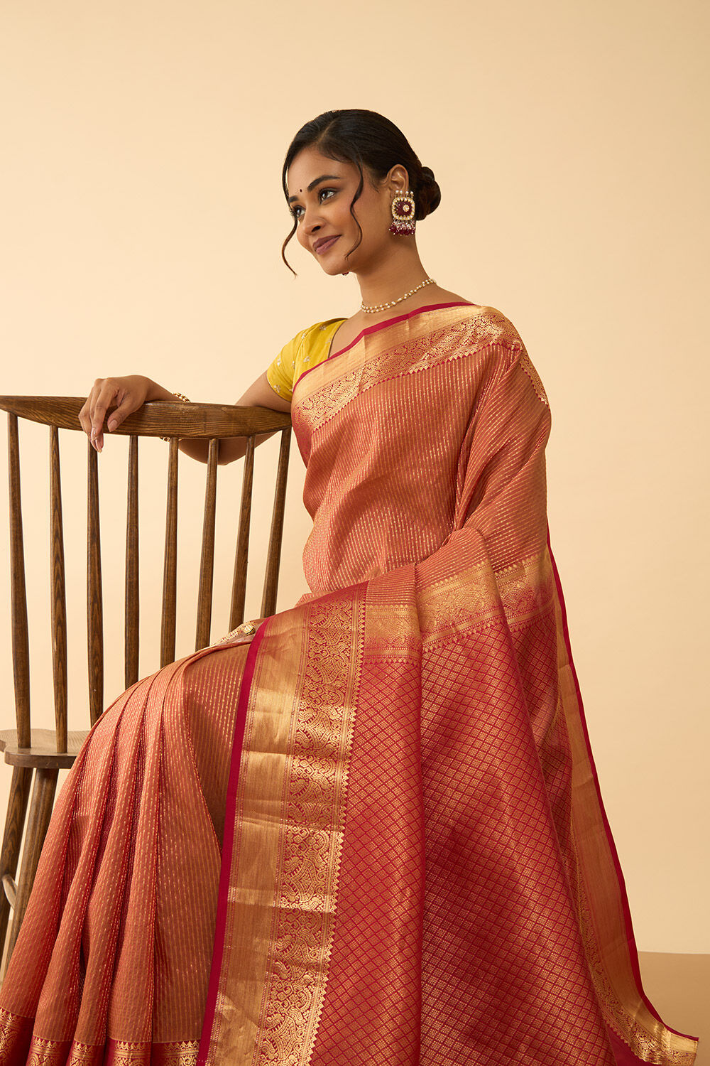 Orange Woven Silk Viscose Saree image number null