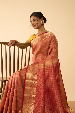 Orange Woven Silk Viscose Saree thumbnail image number null