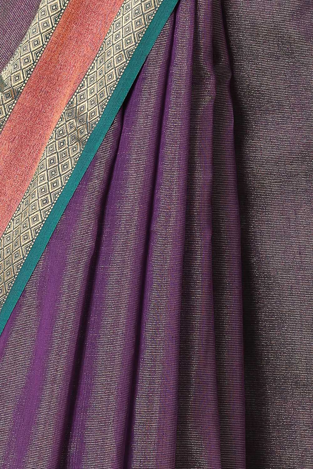 Purple Pure Cotton Tissue Maheswari Saree image number null