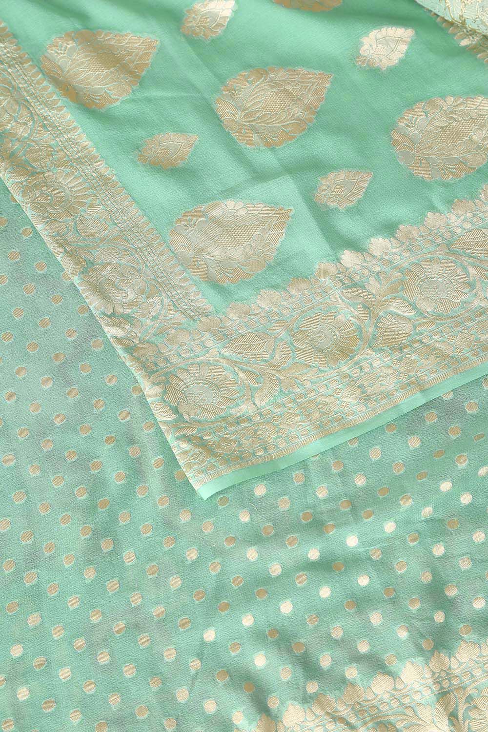 Light Blue Pure Georgette Banarasi Saree image number null