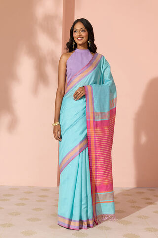 Blue Woven Silk Viscose Bhagalpur Saree thumbnail image number null