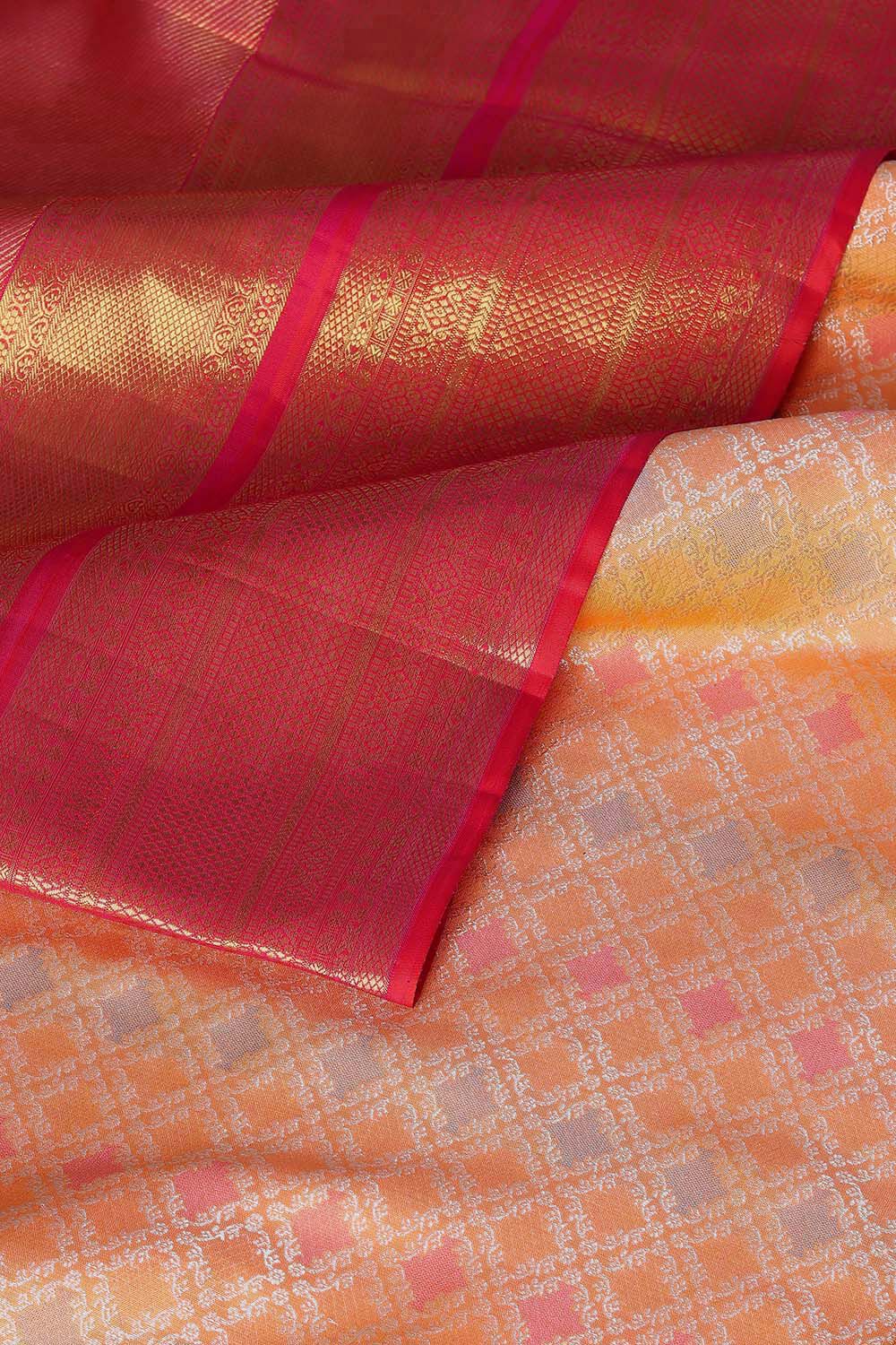 Light Orange Pure Silk Kanjivaram Saree image number null