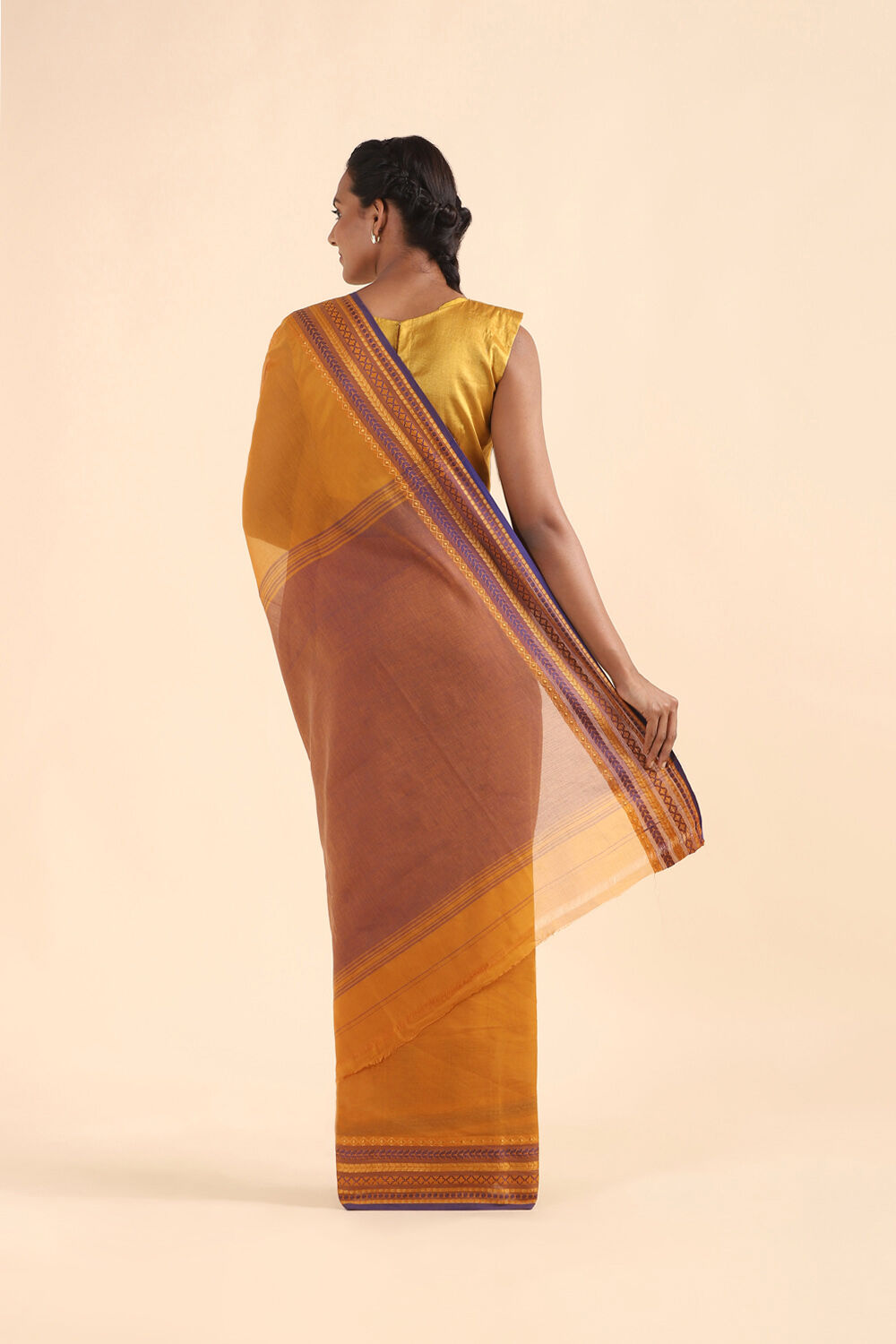 Dark Pure Yellow Cotton Bengal Saree image number null