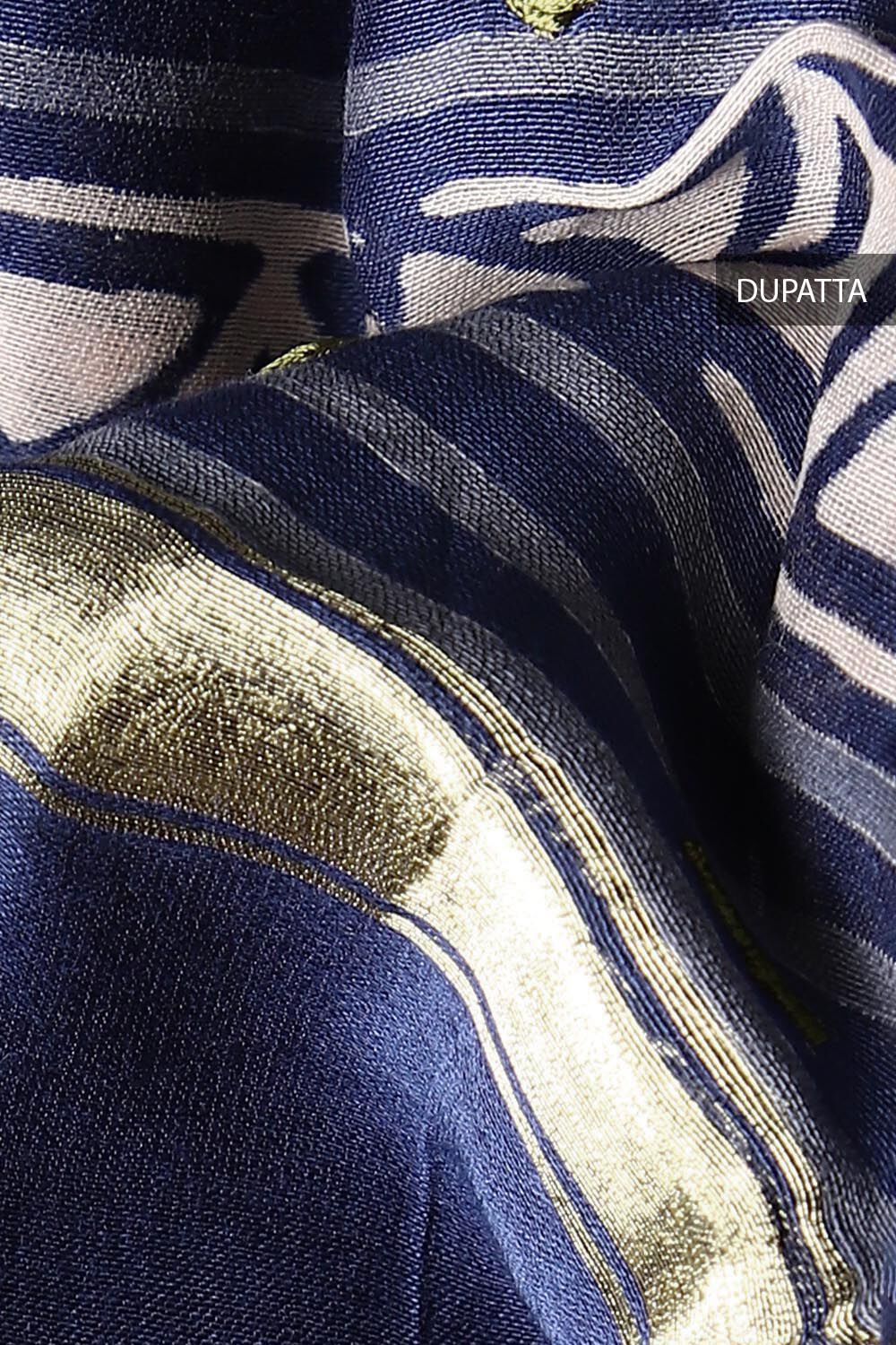 Blue Embroidered Silk Cotton Suit image number null