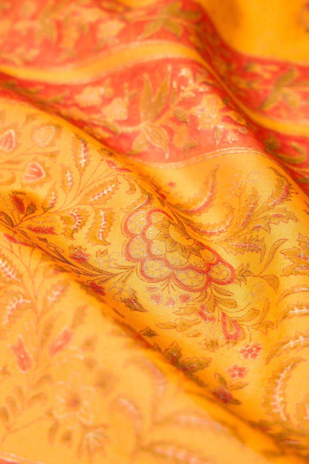 Yellow Rajasthan Pure Silk Cotton Printed Sanganeri Saree image number null