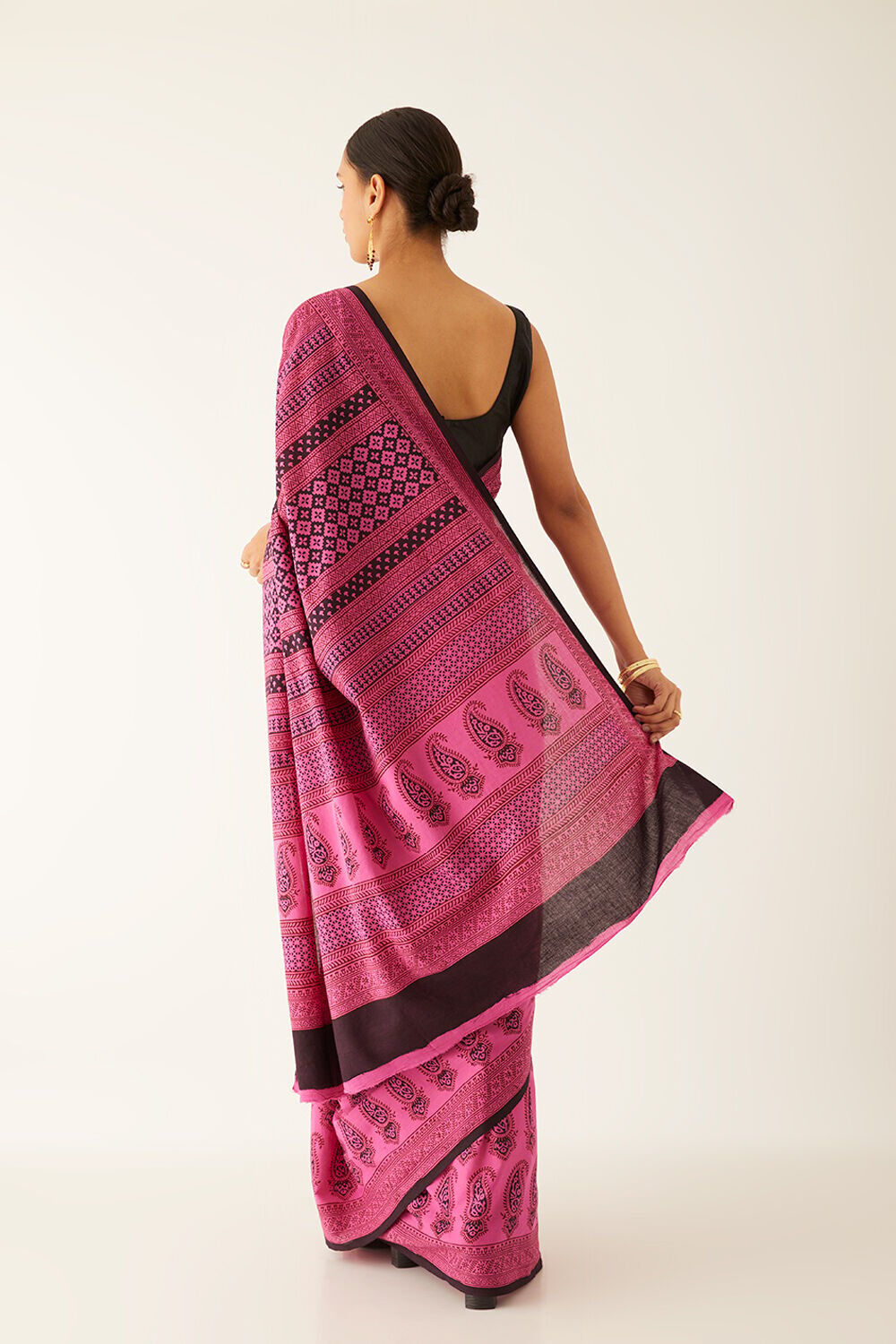 Pink Pure Cotton Bagh Printed Saree image number null