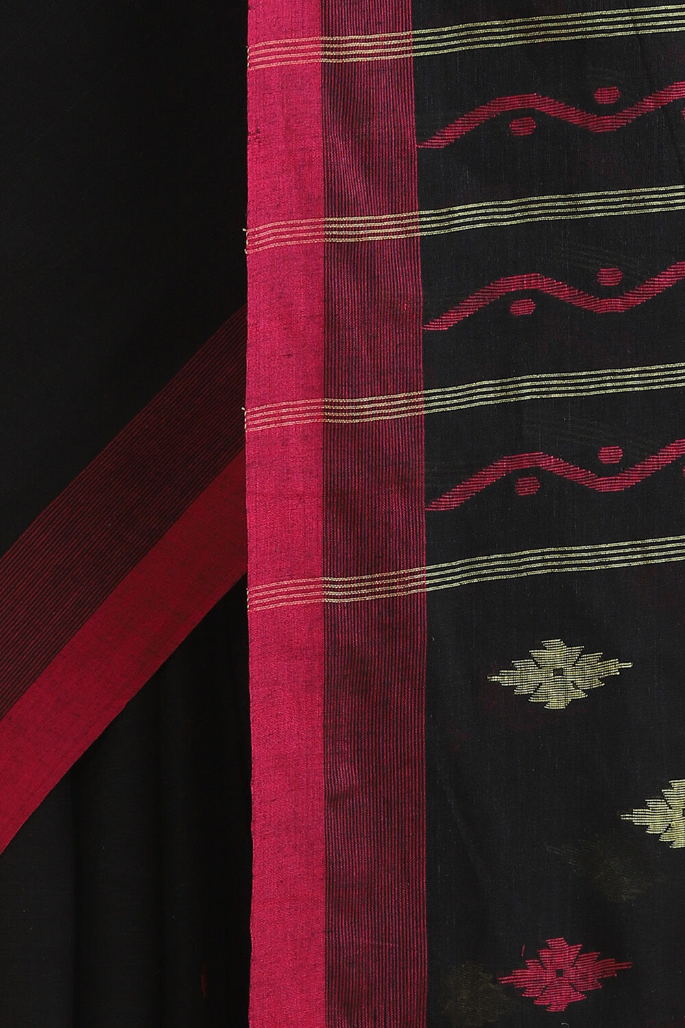 Black Pure Cotton Jamdani Saree image number null