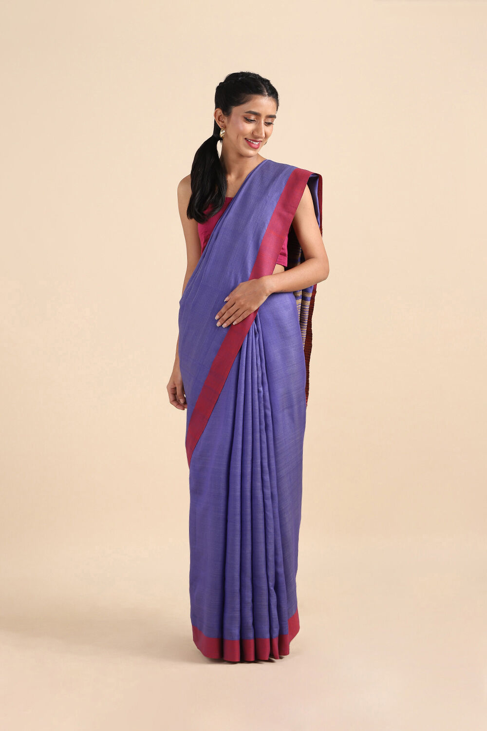 Blue Pure Silk Viscose Bhagalpuri Saree image number null