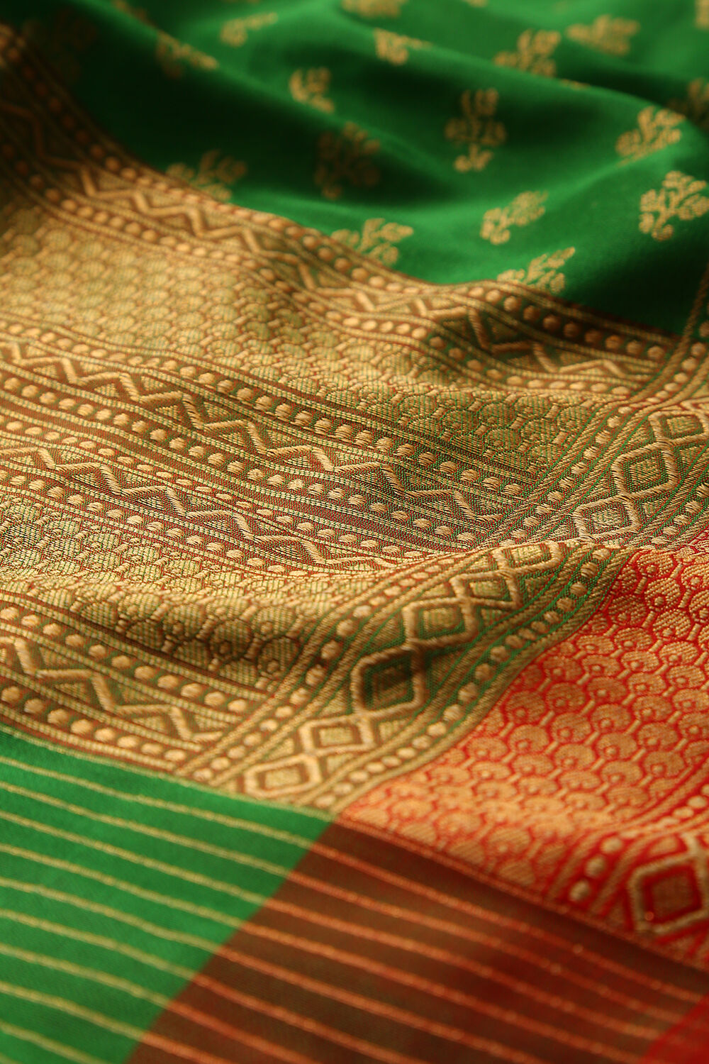 Green Silk Viscous Banaras Dupatta image number null