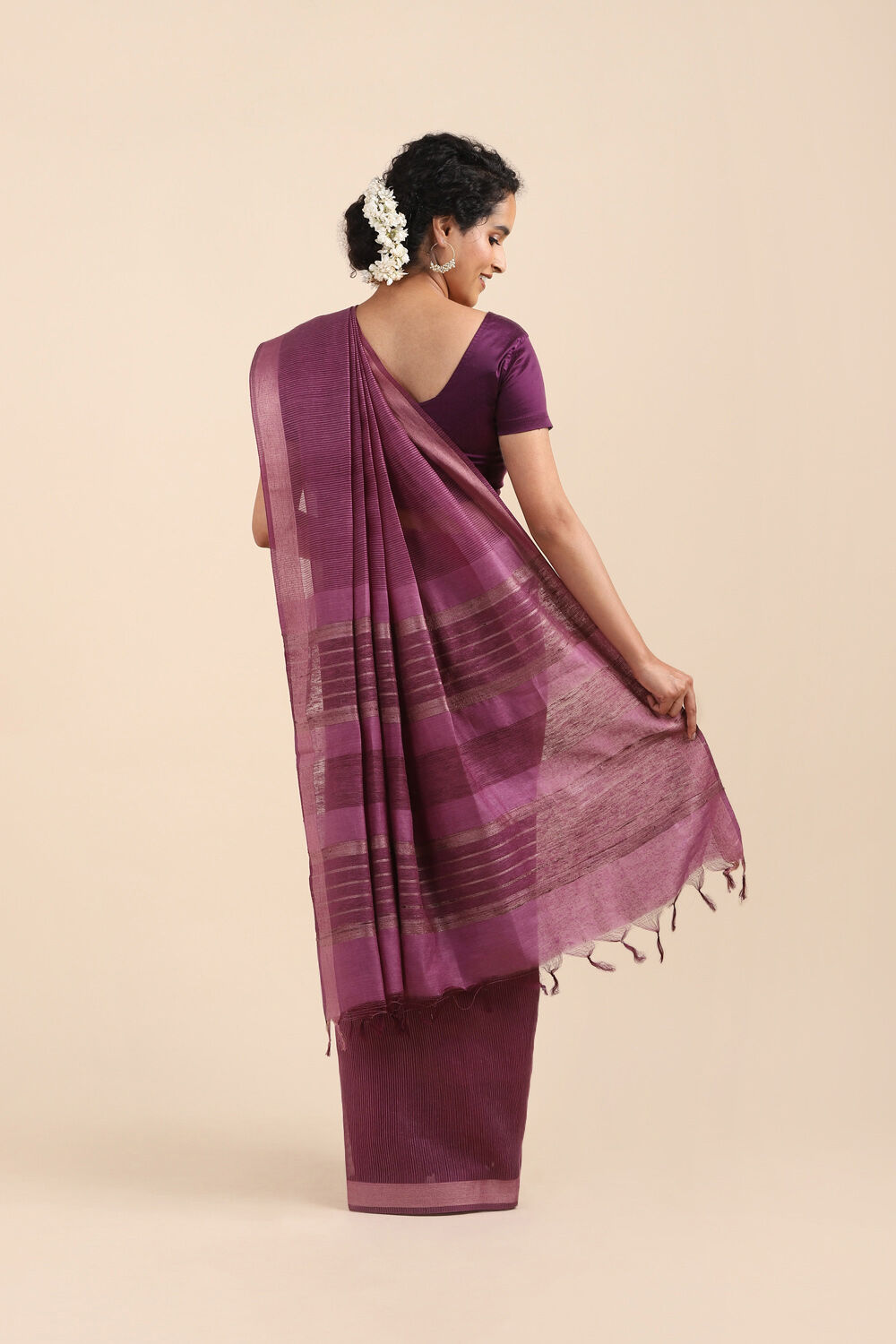 Violet Pure Silk Woven Saree image number null