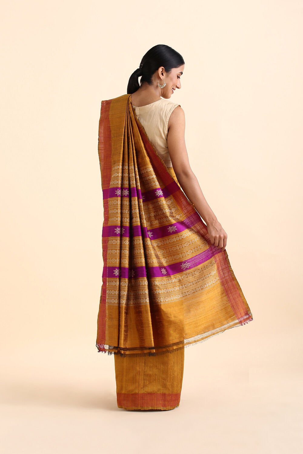 Dark Yellow Pure Silk Woven Saree image number null
