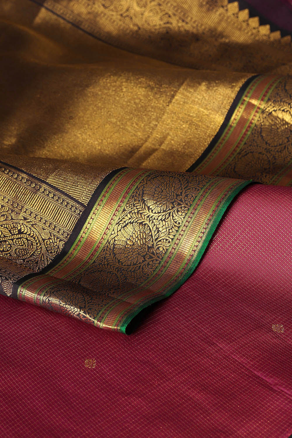 Dark Pink Pure Silk Kanjivaram Saree image number null
