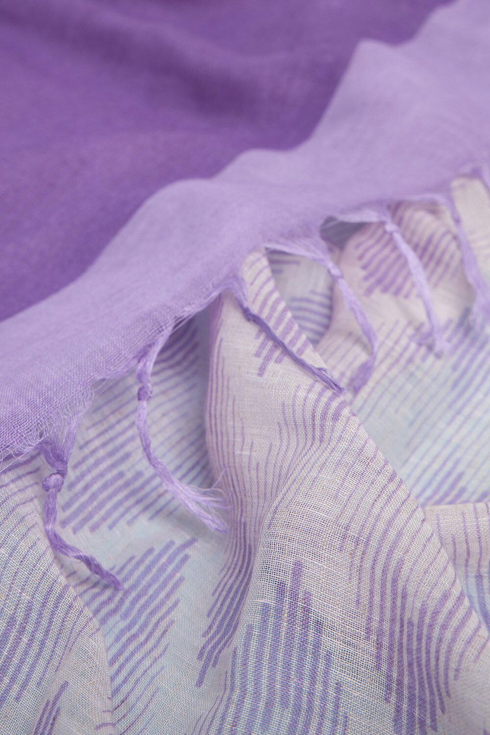 Purple Screen Printed Pure Linen Saree image number null