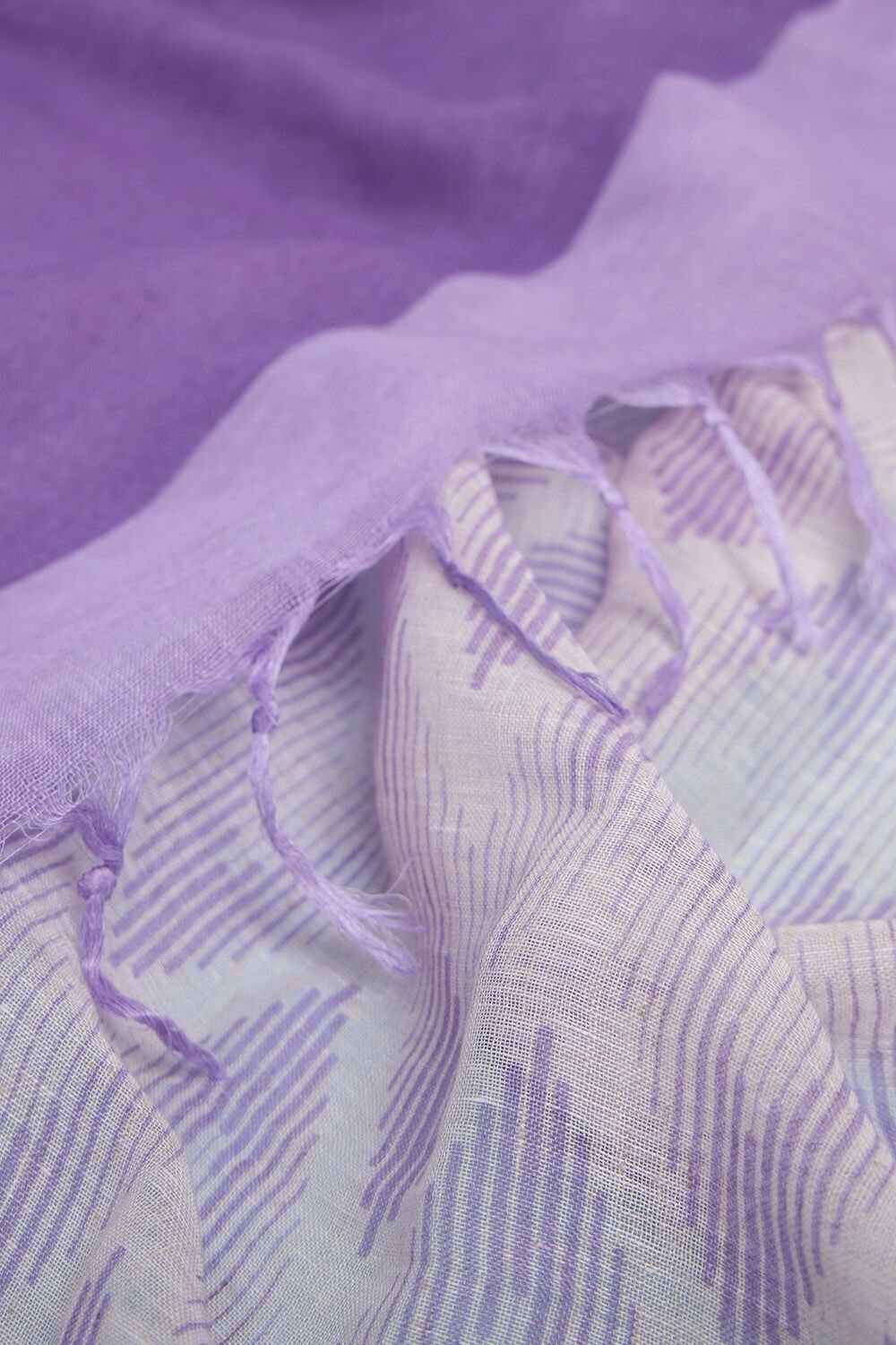 Purple Screen Printed Pure Linen Saree image number null