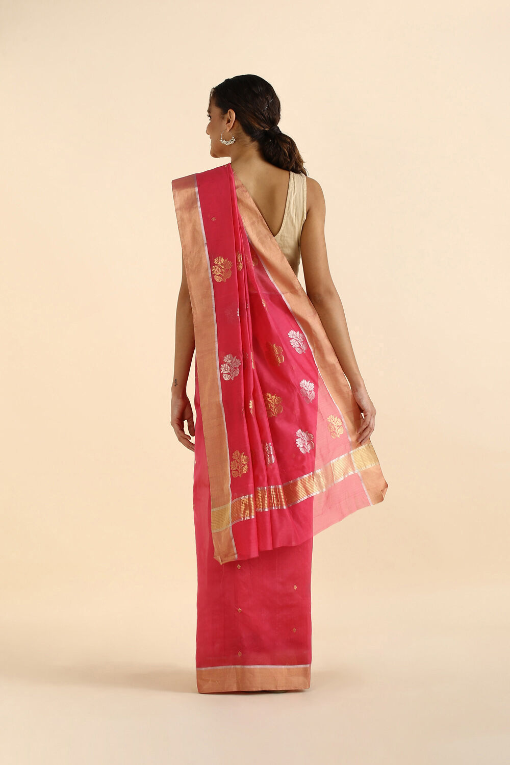 Pink Pure Silk Cotton Chanderi Saree image number null