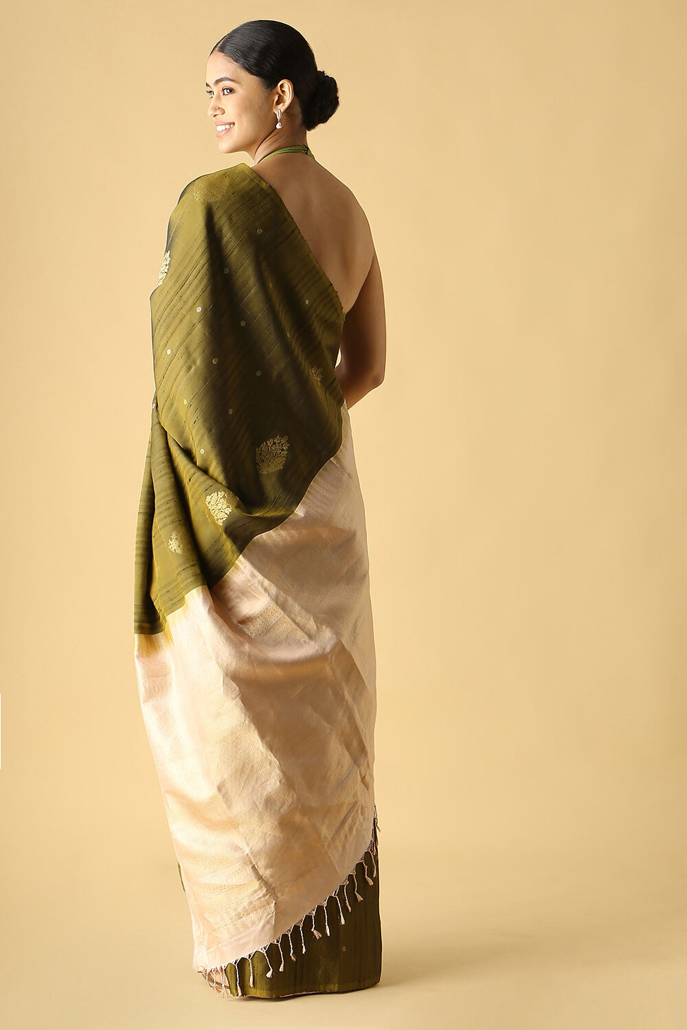 Dark Green Pure Silk South Saree image number null