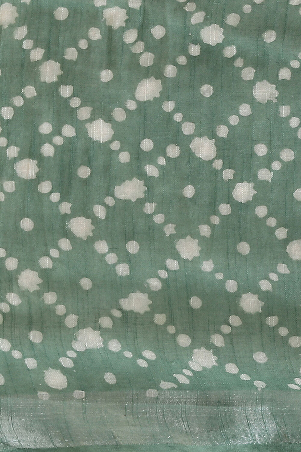 Dark Green Pure Cotton Linen Bagru Printed Saree image number null