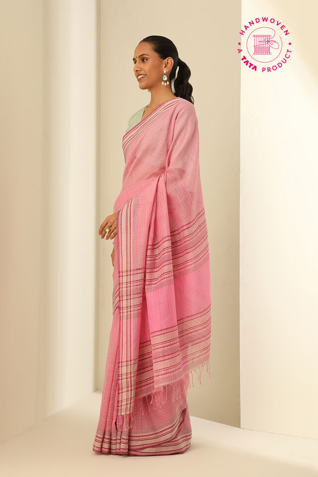 Violet Pure Silk Cotton Woven Bengali Saree