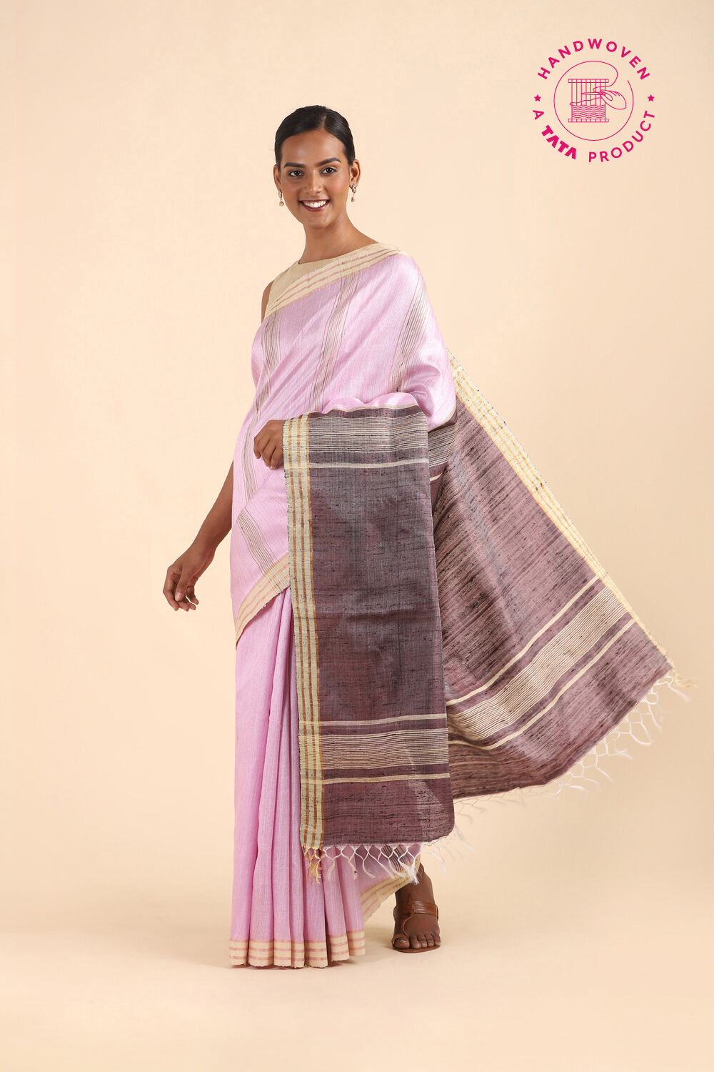 Purple Pure Tussar Silk Bhagalpuri Saree image number null