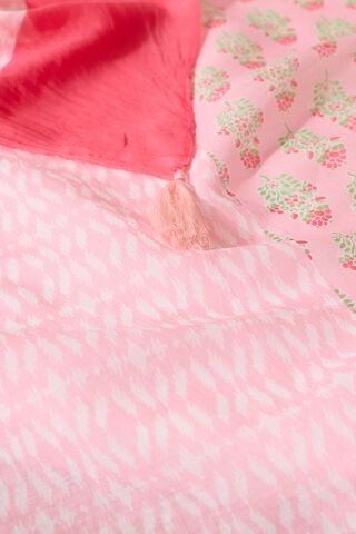 Light Pink Bengal Screen Printed Pure Mulmul Cotton Saree thumbnail image number null