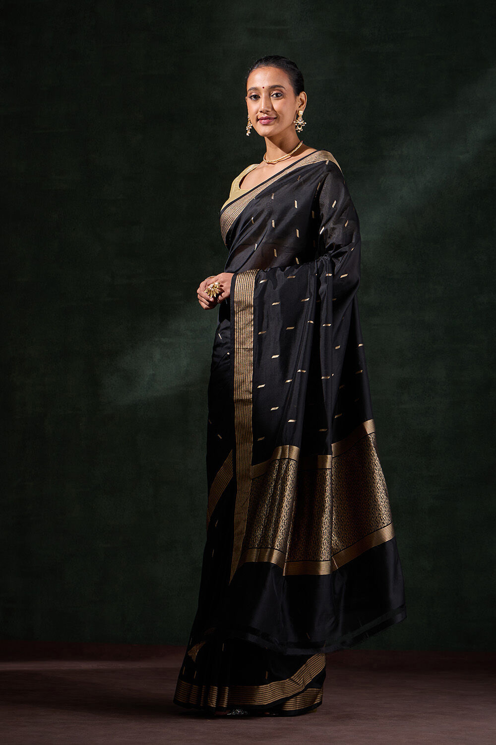 Black Silk Viscose Cutwork Saree image number null