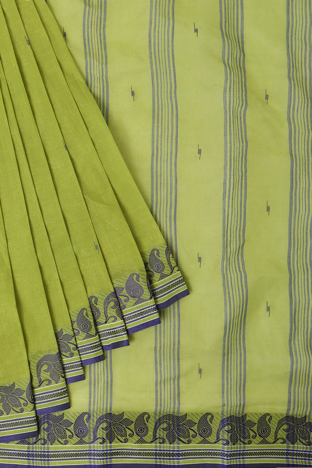 Light Pure Green Cotton Bengal Saree image number null