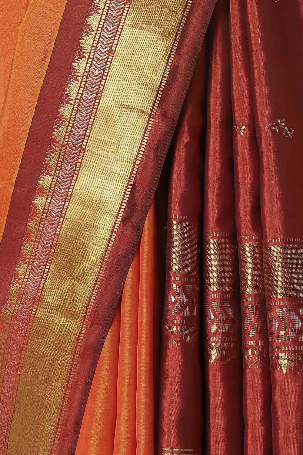 Orange Pure Silk Kanjivaram Saree image number null