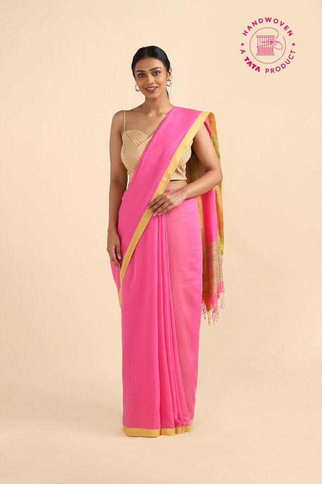 Light Pink Pure Cotton Bengal Saree