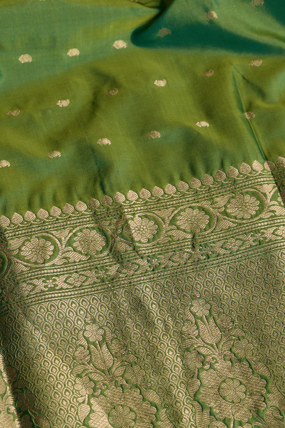 Green Silk Viscose Cutwork Saree image number null