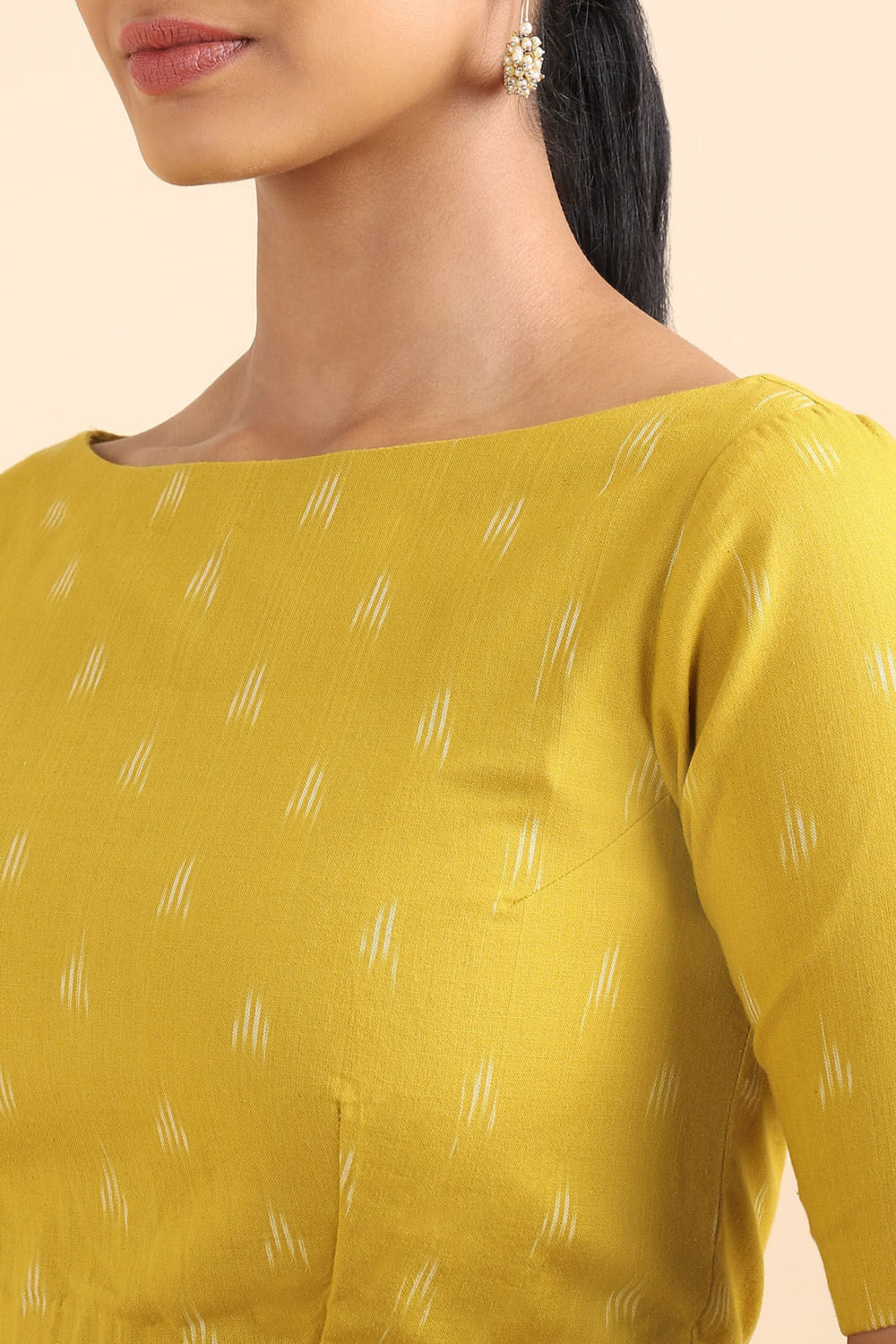 Yellow Ajrakh Block Printed Cotton Blouse image number null