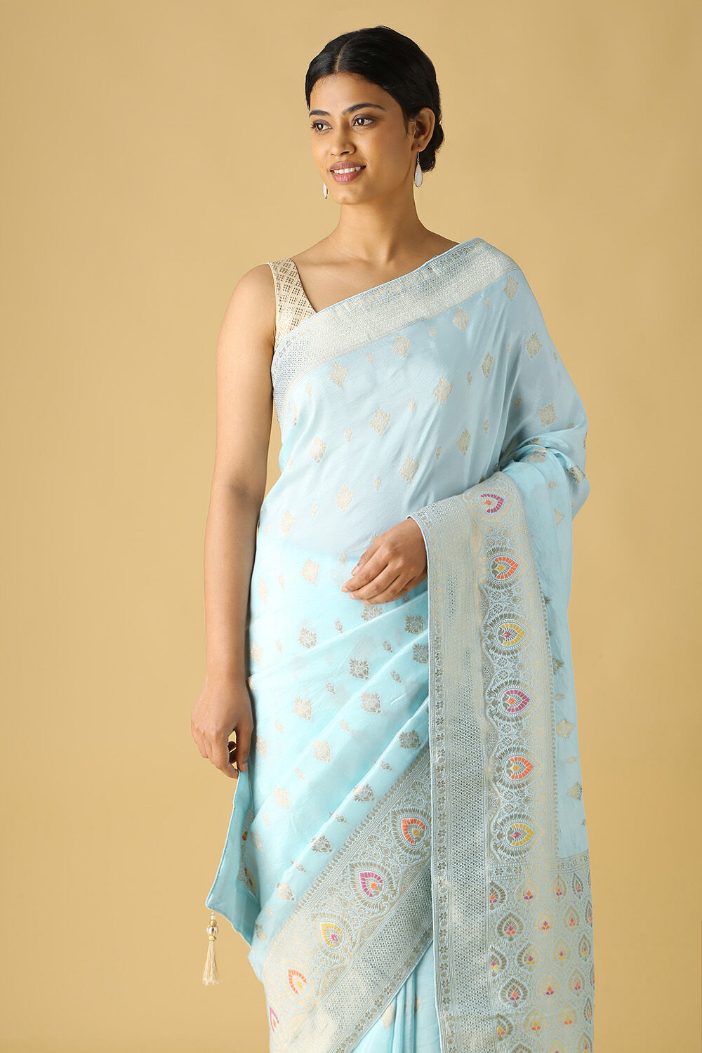 Light Blue Viscose Luxe Woven Saree image number null