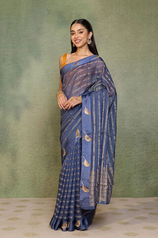 Blue Pure Viscose Embroidered Saree thumbnail image number null
