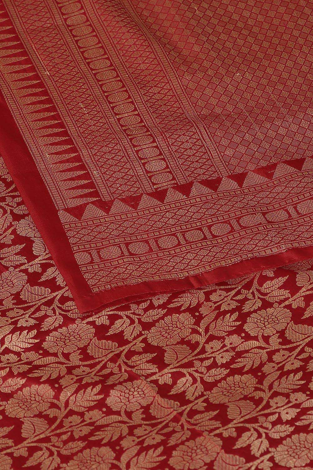 Red Pure Silk Banarasi Brocade Saree image number null