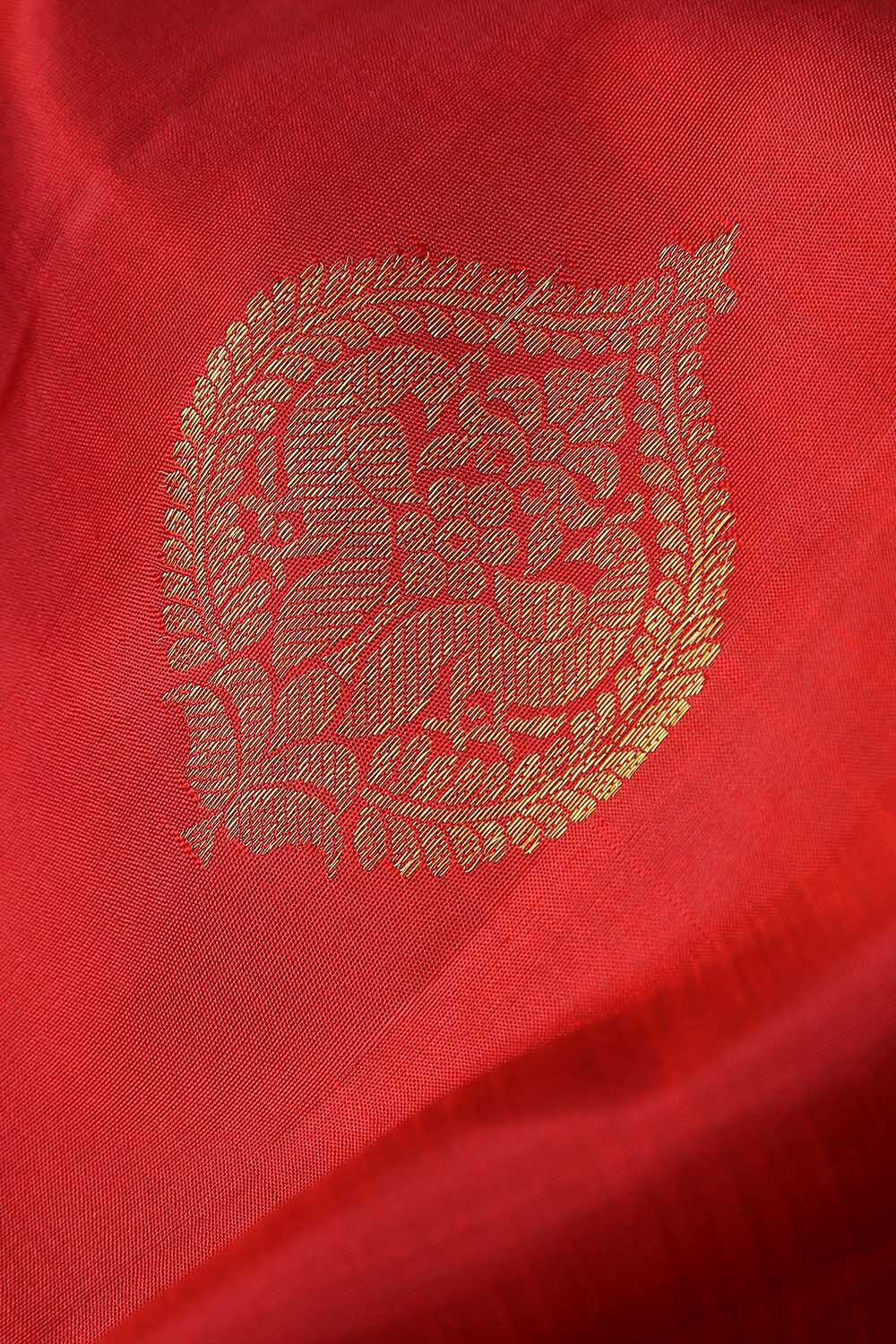 Dark Red Pure Silk Kanjivaram Saree image number null