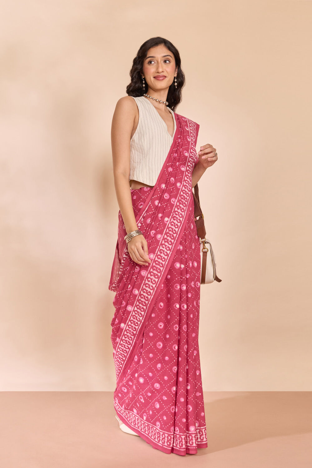 Pink Rajasthan Pure Cotton Dabu Block Printed Saree image number null