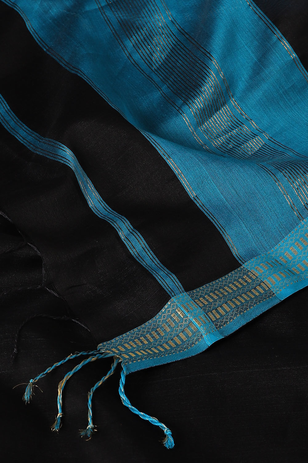 Black Pure Silk Cotton Maheswari Saree image number null