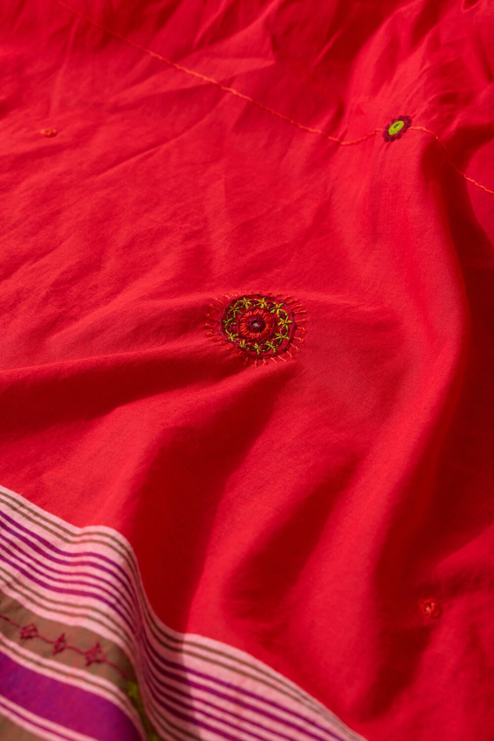 Red Karnataka Pure Cotton Lambani Saree image number null