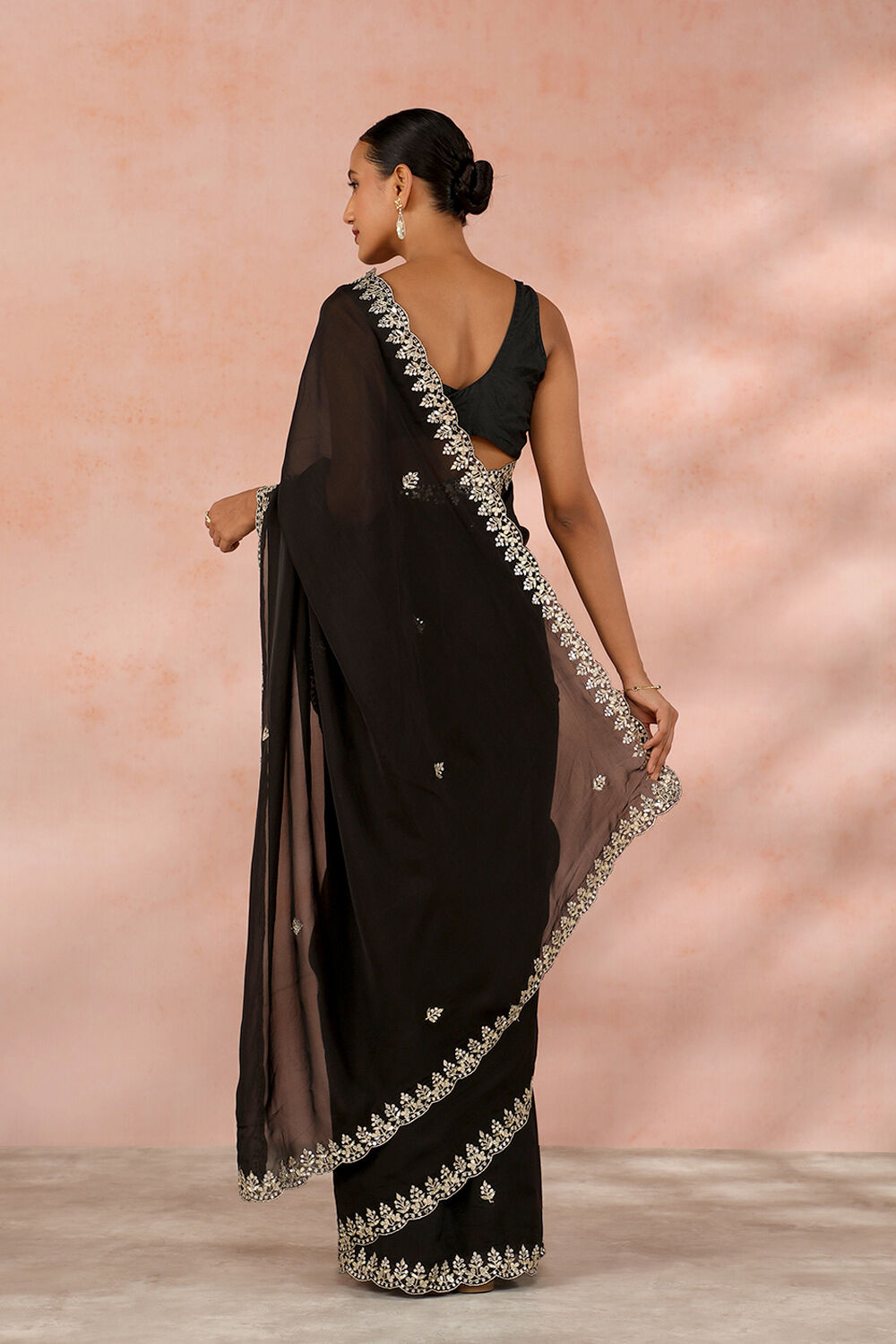 Black Contemporary Viscose Organza Gota Patti Saree image number null